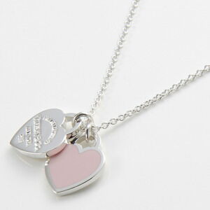 Tiffany Co Necklace Pink Double Heart Pendant